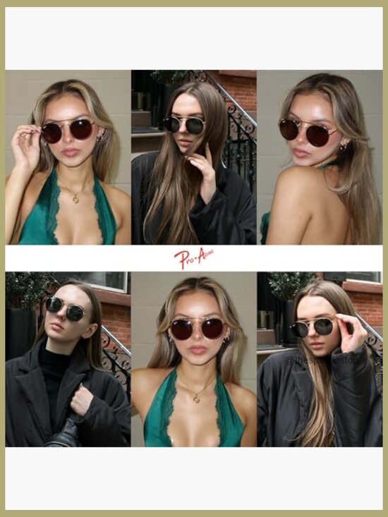 Retro Round Sunglasses with 100% Real Glass Lenses, UV400 Protection main image 5